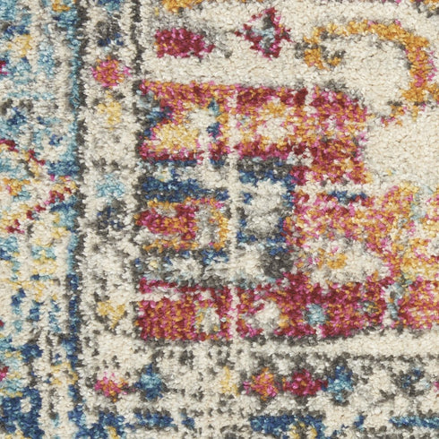 7' X 10' Ivory And Blue Oriental Distressed Area Rug