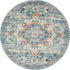 8' Ivory And Blue Oriental Distressed Round Rug