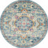 8' Ivory And Blue Oriental Distressed Round Rug