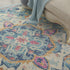 8' Ivory And Blue Oriental Distressed Round Rug