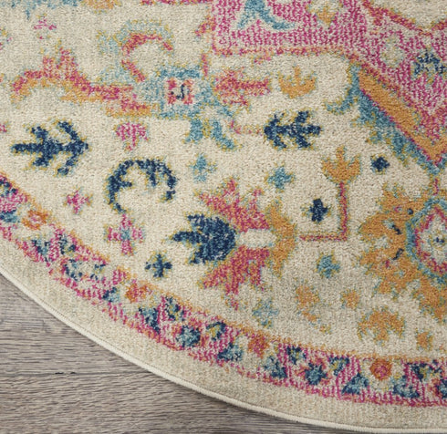 8' X 10' Pink And Ivory Southwestern Distressed Area Rug