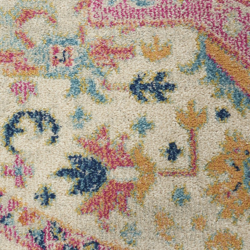8' X 10' Pink And Ivory Southwestern Distressed Area Rug