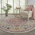 8' X 10' Pink And Ivory Southwestern Distressed Area Rug