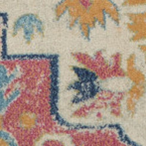 8' X 10' Pink And Ivory Southwestern Distressed Area Rug