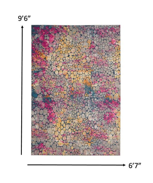 8' X 10' Yellow And Gray Abstract Area Rug
