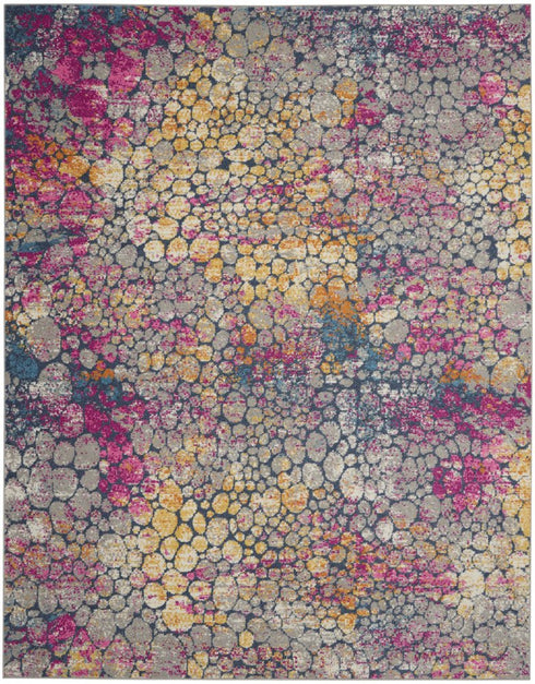 8' X 10' Yellow And Gray Abstract Area Rug