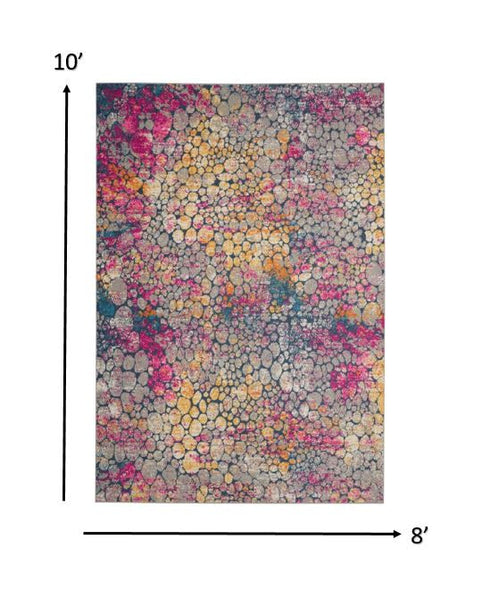 8' X 10' Yellow And Gray Abstract Area Rug
