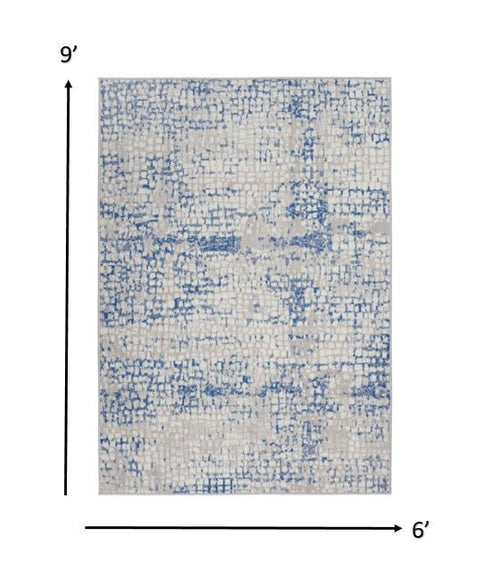 6' X 9' Blue And Gray Geometric Area Rug