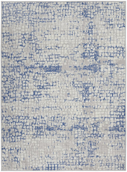 6' X 9' Blue And Gray Geometric Area Rug