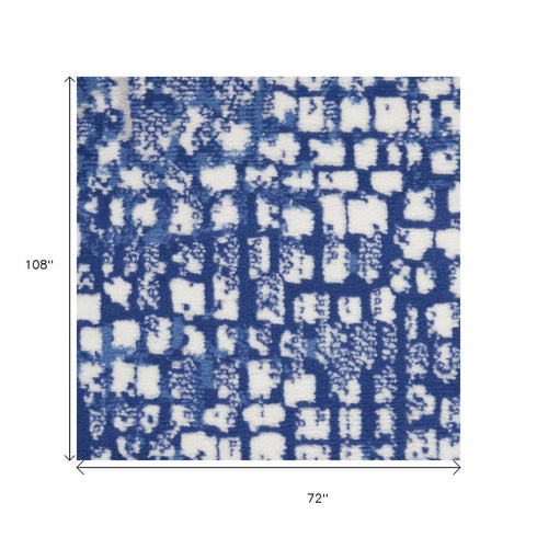 6' X 9' Ivory And Blue Geometric Area Rug