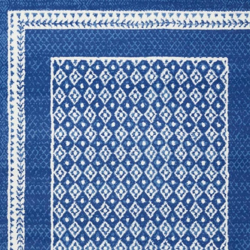 6' X 9' Blue And White Geometric Area Rug