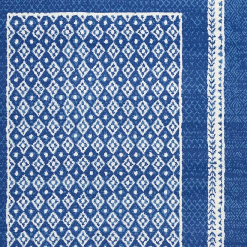 6' X 9' Blue And White Geometric Area Rug
