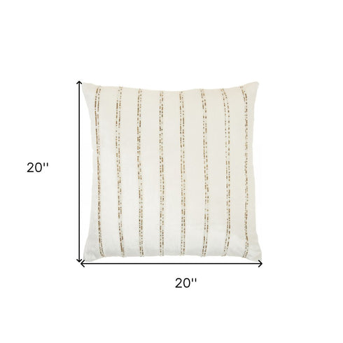 Glam Ivory And Gold Accent Throw Pillow With Beaded Details