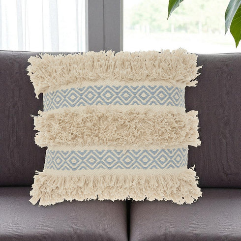 Blue Diamond Patterned Throw Pillow