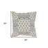 Indigo And Ivory Floral Waves Throw Pillow