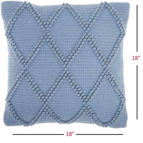 18" Blue Diamond Cotton Blend Throw Pillow with Texture