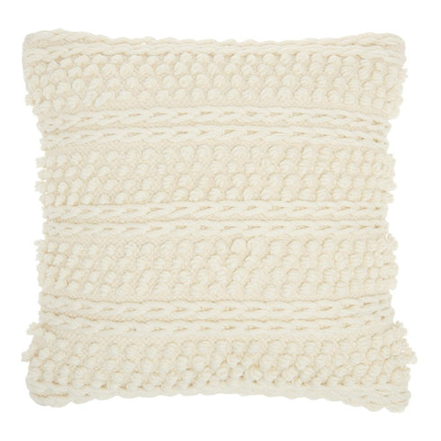Ivory Textured Dots And Stripes Throw Pillow