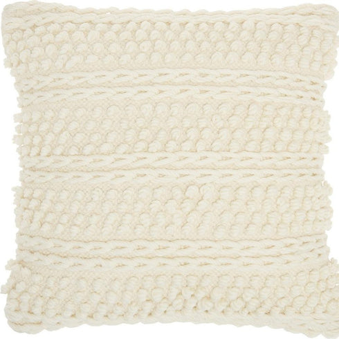 Ivory Textured Dots And Stripes Throw Pillow