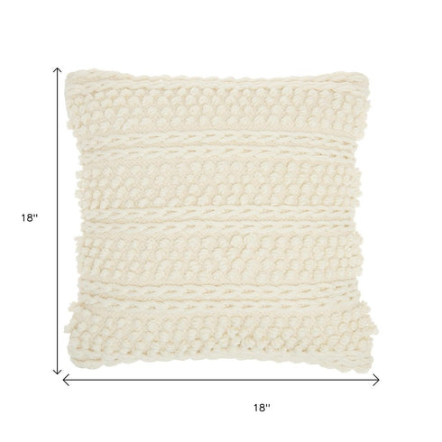 Ivory Textured Dots And Stripes Throw Pillow