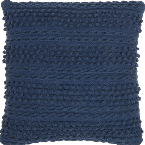 Navy Blue Textured Dots And Stripes Throw Pillow