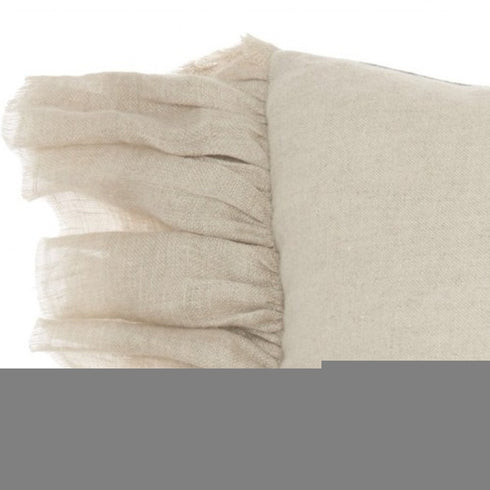 Wide Tasseled Marble Yellow Lumbar Pillow