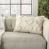 14" X 20" Off White Cotton Heart Throw Pillow
