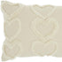 14" X 20" Off White Cotton Heart Throw Pillow