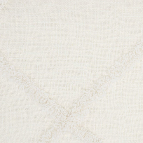 White Abstract Shaggy Detail Lumbar Pillow