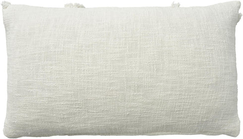 White Abstract Shaggy Detail Lumbar Pillow