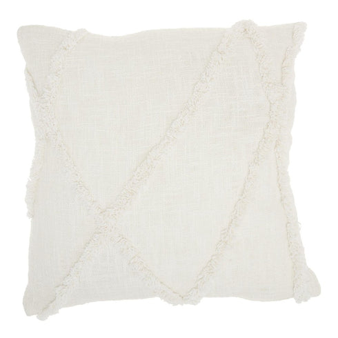 Boho Chic White Textured Lines Throw Pillow