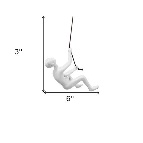 6" X 3" White Resin Climbing Man Hanging Dimensional Sculpture