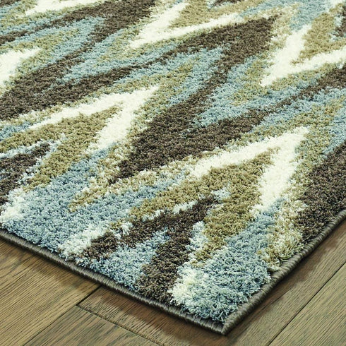 8' X 11' Gray And Taupe Ikat Pattern Area Rug