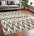 8' X 11' Gray And Taupe Ikat Pattern Area Rug