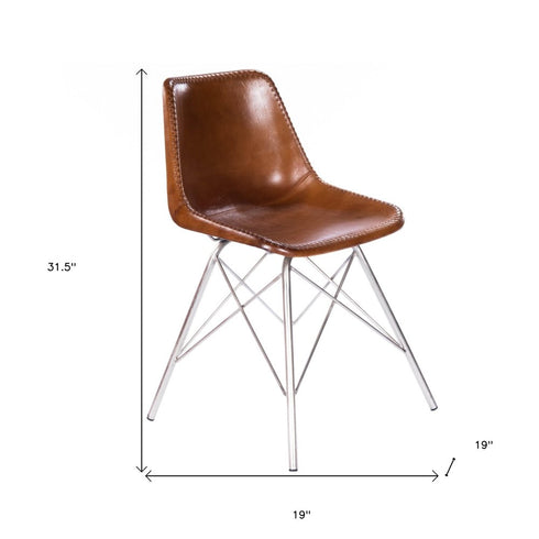 Light Brown Leather Side Chair