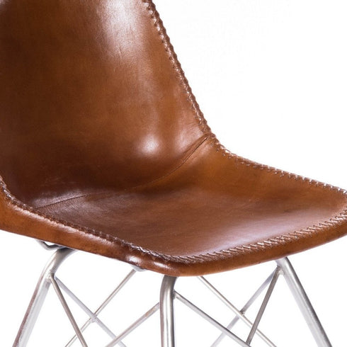 Light Brown Leather Side Chair