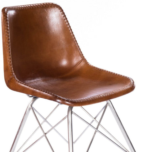 Light Brown Leather Side Chair