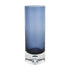 11" Blue And Clear Cylinder Crystal Glass Table Vase