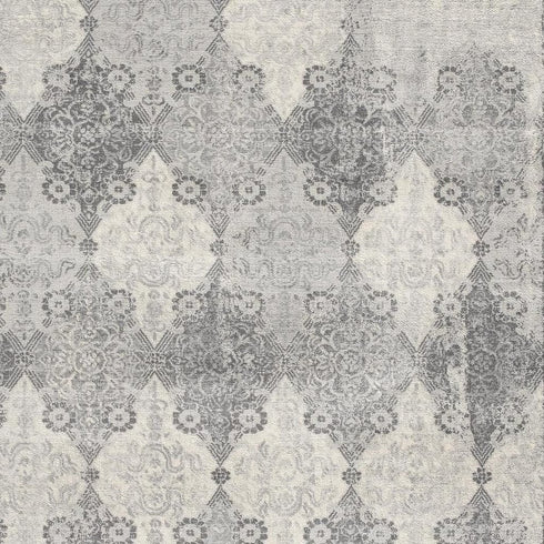 2' X 3' Gray Distressed Trellis Pattern Scatter Rug
