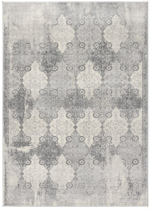 2' X 3' Gray Distressed Trellis Pattern Scatter Rug