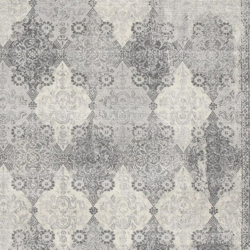 2' X 3' Gray Distressed Trellis Pattern Scatter Rug