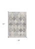 2' X 3' Gray Distressed Trellis Pattern Scatter Rug