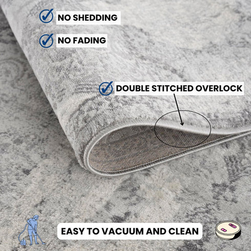 2' X 3' Gray Distressed Trellis Pattern Scatter Rug