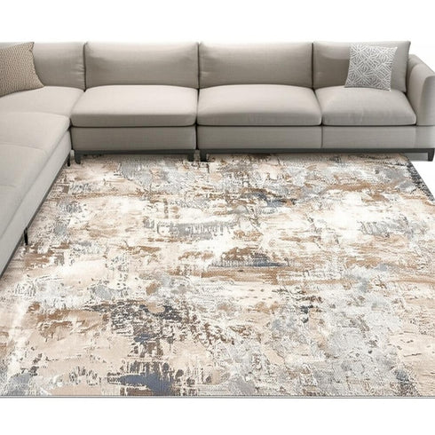 8' X 10' Beige Abstract Dhurrie Area Rug