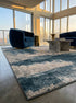 8' X 11' Cream And Blue Abstract Patches Area Rug