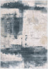 8' X 11' Cream And Blue Abstract Patches Area Rug