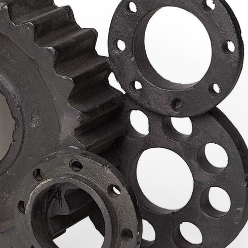 Set of Two Matte Black Industrial Cog Bookends