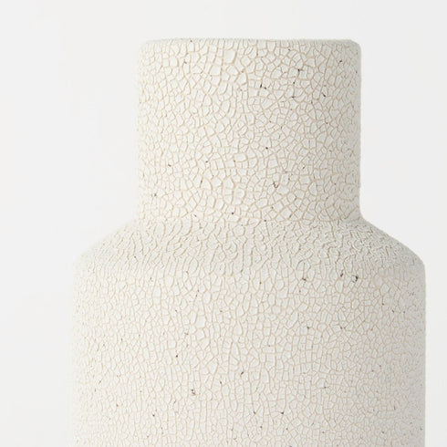 11" Beige And White Color Block Ceramic Cylinder Table Vase