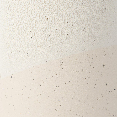11" Beige And White Color Block Ceramic Cylinder Table Vase