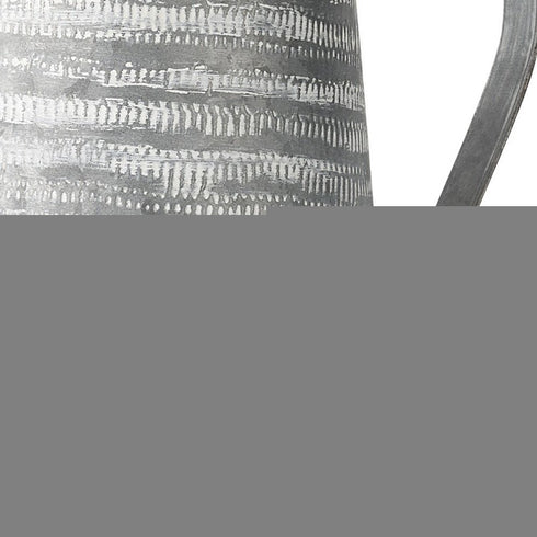 11" Gray and White Abstract Metal Jug Vase