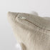 20" Cream And White Striped Canvas Throw Pillow Cover with Embroidery And Pompoms
